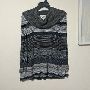 Nurture by Lamaze Black and Gray Striped Cowl Neck Sweater